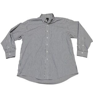 JOS A BANK Traveler Collection Men's 17-33 Blue White Stripe Button Down Shirt